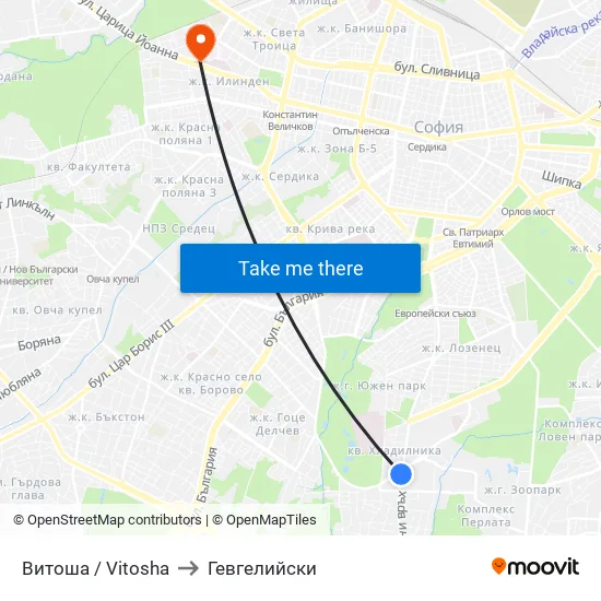 Витоша / Vitosha to Гевгелийски map