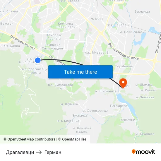 Драгалевци to Герман map
