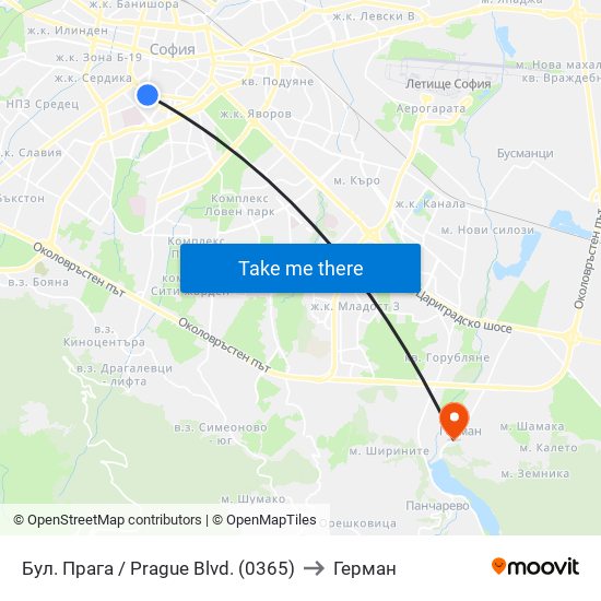 Бул. Прага / Prague Blvd. (0365) to Герман map