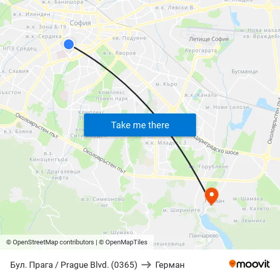 Бул. Прага / Prague Blvd. (0365) to Герман map
