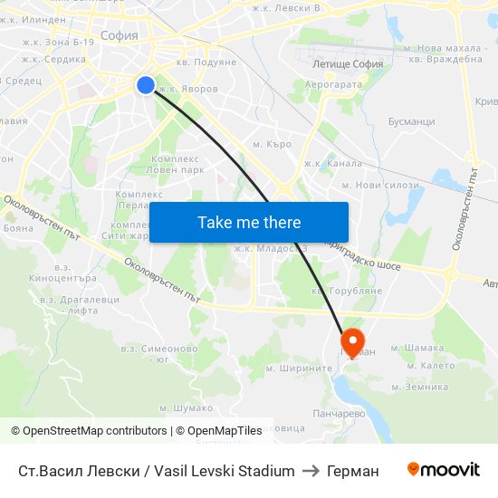 Ст.Васил Левски / Vasil Levski Stadium to Герман map