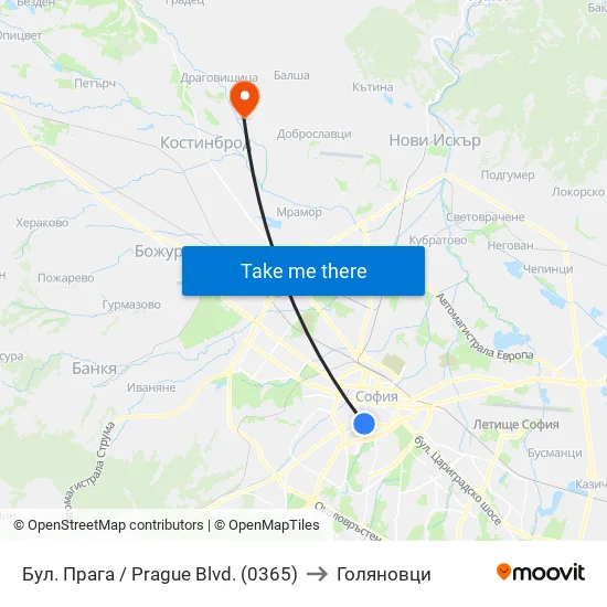 Бул. Прага / Prague Blvd. (0365) to Голяновци map