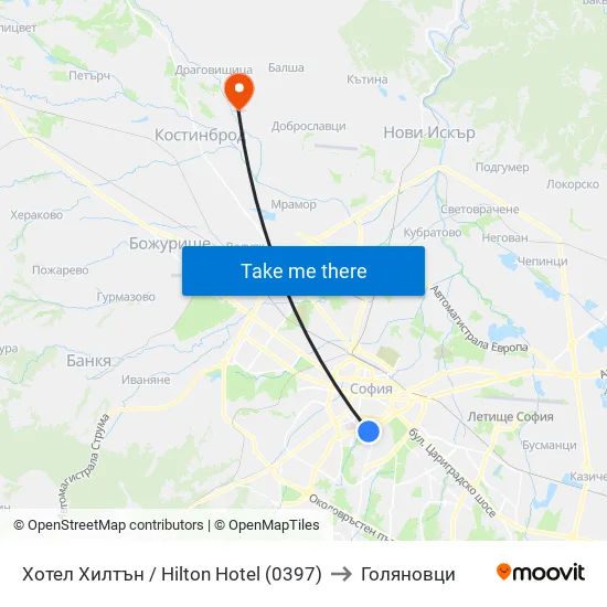 Хотел Хилтън / Hilton Hotel (0397) to Голяновци map