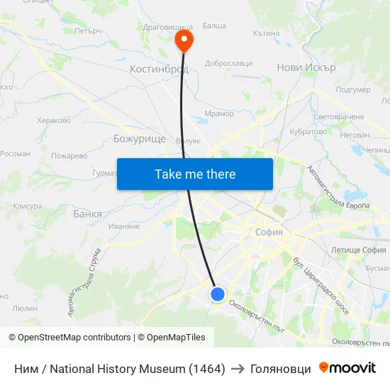 🎨 Ним / National History Museum (1464) to Голяновци map