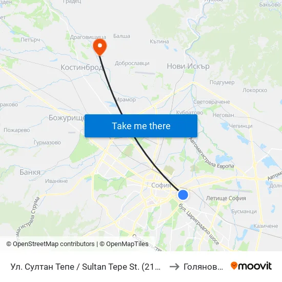 Ул. Султан Тепе / Sultan Tepe St. (2194) to Голяновци map