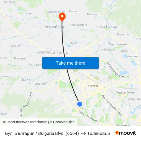 Бул. България / Bulgaria Blvd. (6564) to Голяновци map