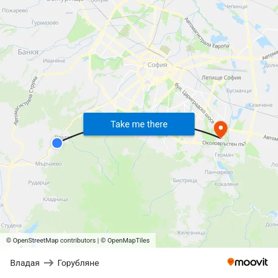 Владая to Горубляне map