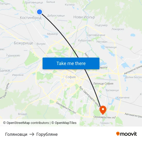 Голяновци to Горубляне map