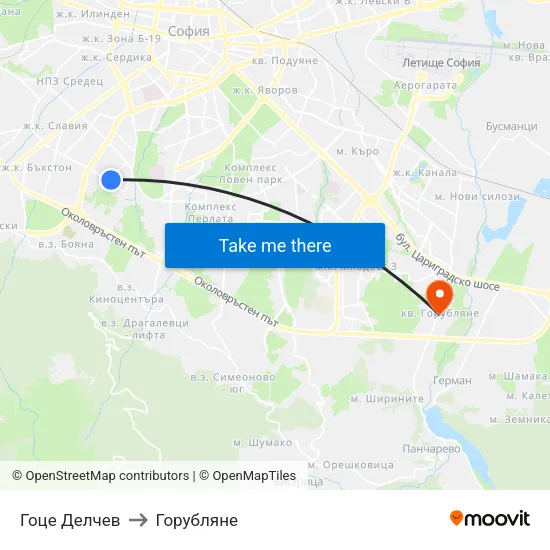 Гоце Делчев to Горубляне map