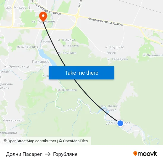 Долни Пасарел to Горубляне map