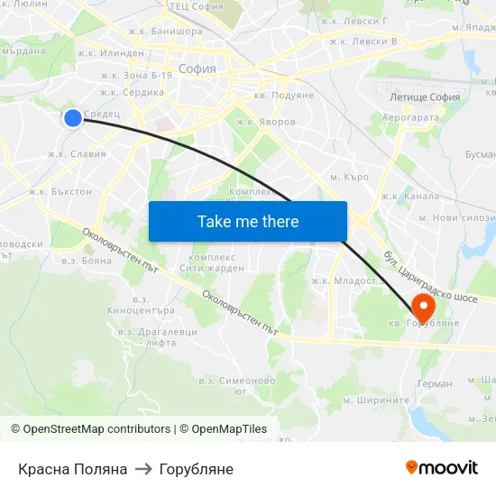Красна Поляна to Горубляне map