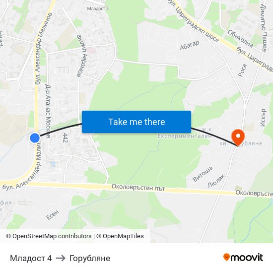 Младост 4 to Горубляне map