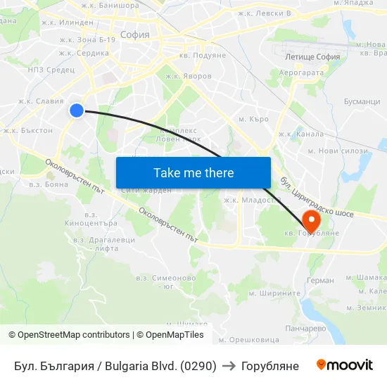 Бул. България / Bulgaria Blvd. (0290) to Горубляне map