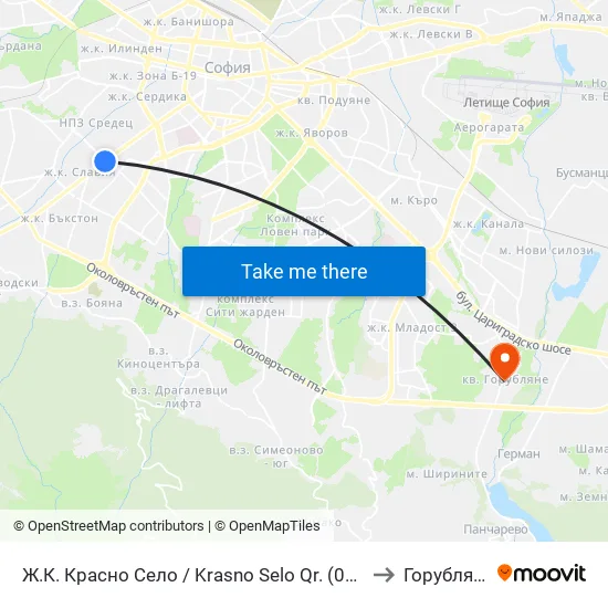 Ⓜ️ Ж.К. Красно Село / Krasno Selo Qr. (0638) to Горубляне map