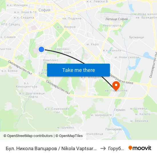 Бул. Никола Вапцаров / Nikola Vaptsarov Blvd. (0344) to Горубляне map