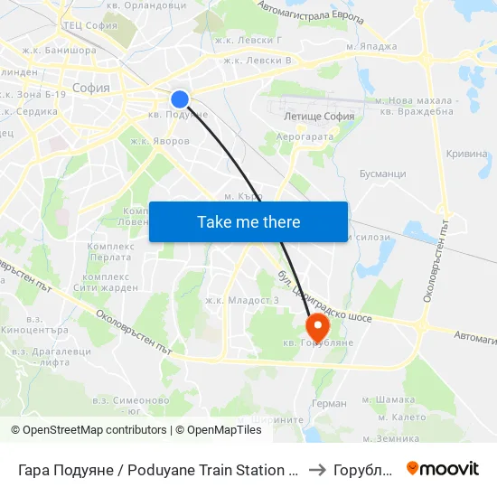 Гара Подуяне / Poduyane Train Station (0466) to Горубляне map