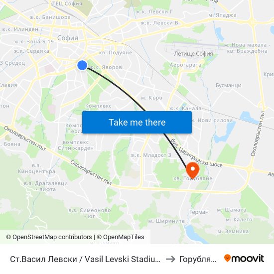 Ст.Васил Левски / Vasil Levski Stadium to Горубляне map