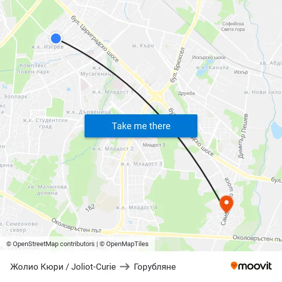 Жолио Кюри / Joliot Curie to Горубляне map