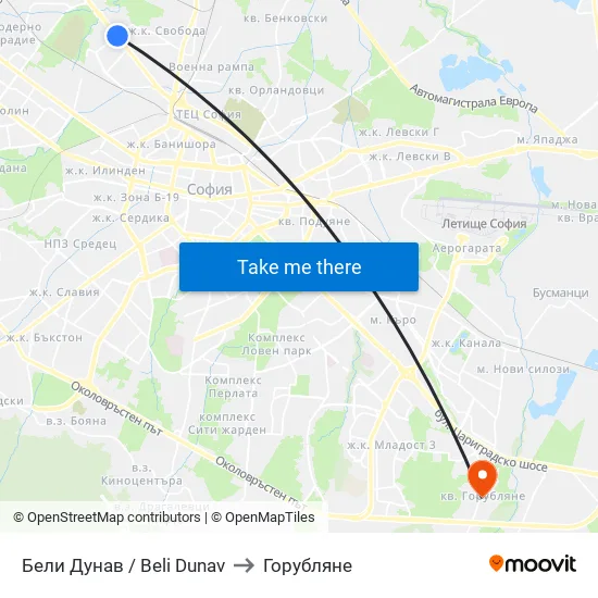 Бели Дунав / Beli Dunav to Горубляне map