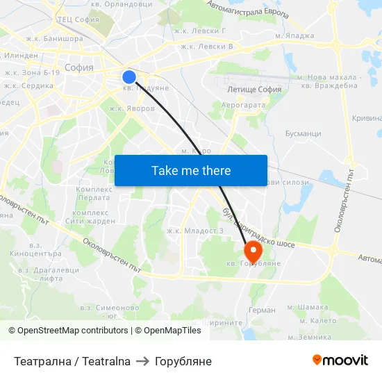 Театрална / Teatralna to Горубляне map