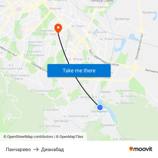 Панчарево to Дианабад map