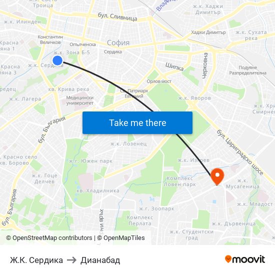 Ж.К. Сердика to Дианабад map