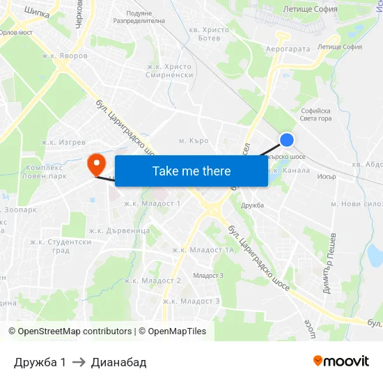 Дружба 1 to Дианабад map