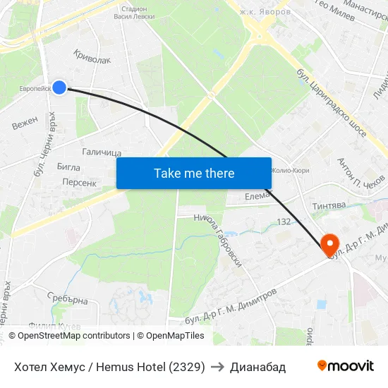 Ⓜ️ Хотел Хемус / Hemus Hotel (2329) to Дианабад map