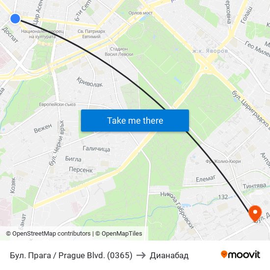 Бул. Прага / Prague Blvd. (0365) to Дианабад map