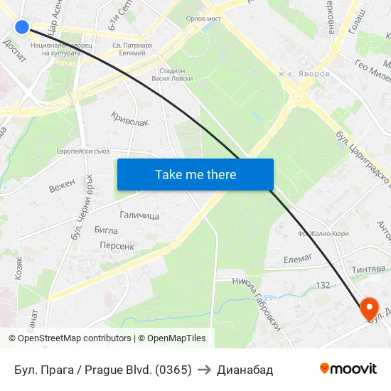 Бул. Прага / Prague Blvd. (0365) to Дианабад map