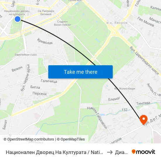 Ⓜ️ Национален Дворец На Културата / National Palace Of Culture (1139) to Дианабад map