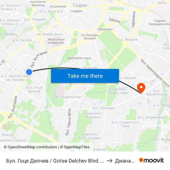 Бул. Гоце Делчев / Gotse Delchev Blvd. (0308) to Дианабад map