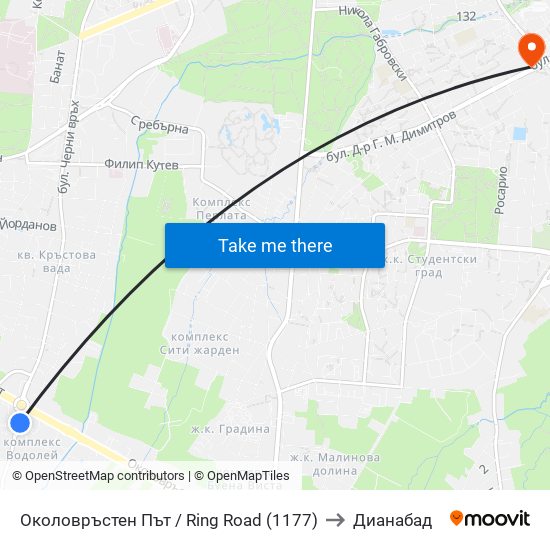 Околовръстен Път / Ring Road (1177) to Дианабад map