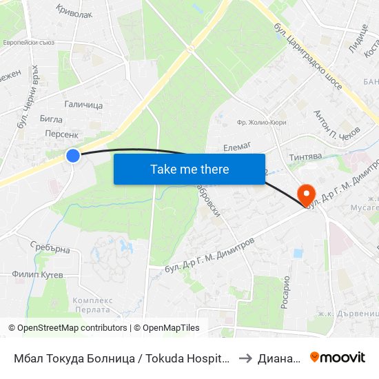 Мбал Токуда Болница / Tokuda Hospital (0206) to Дианабад map