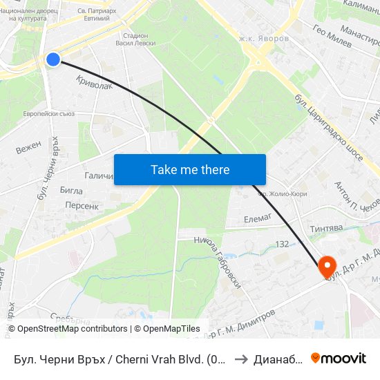 Бул. Черни Връх / Cherni Vrah Blvd. (0398) to Дианабад map