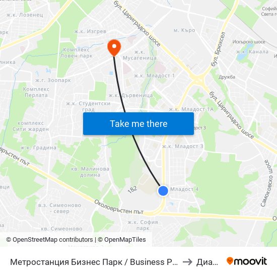 Метростанция Бизнес Парк / Business Park Metro Station (2490) to Дианабад map