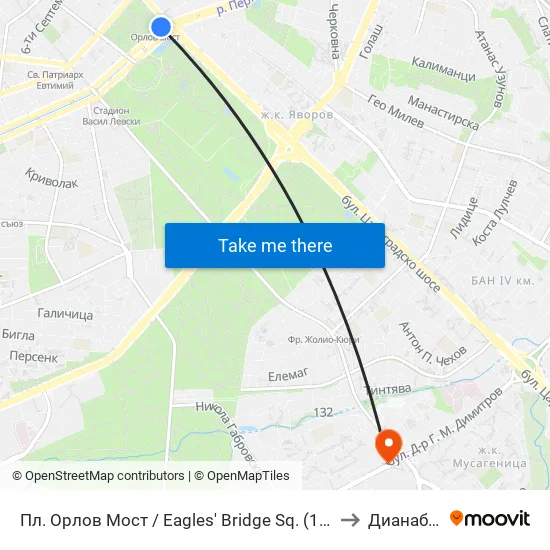 Ⓜ️ Пл. Орлов Мост / Eagles' Bridge Sq. (1289) to Дианабад map