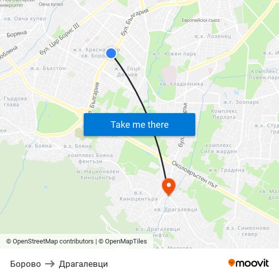 Борово to Драгалевци map