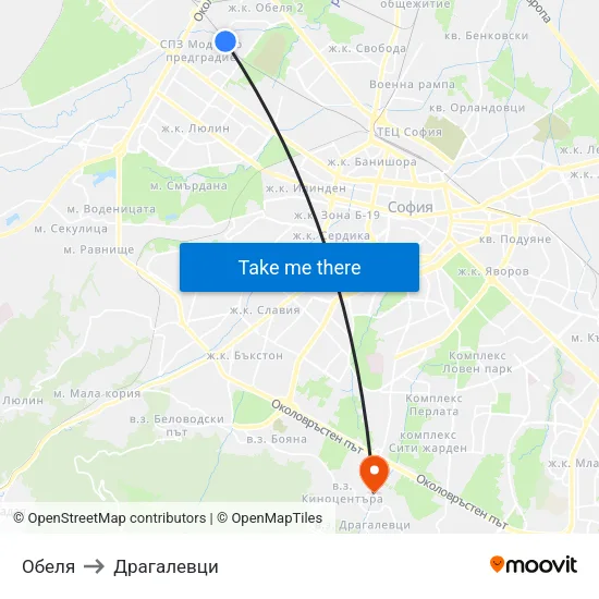Обеля to Драгалевци map