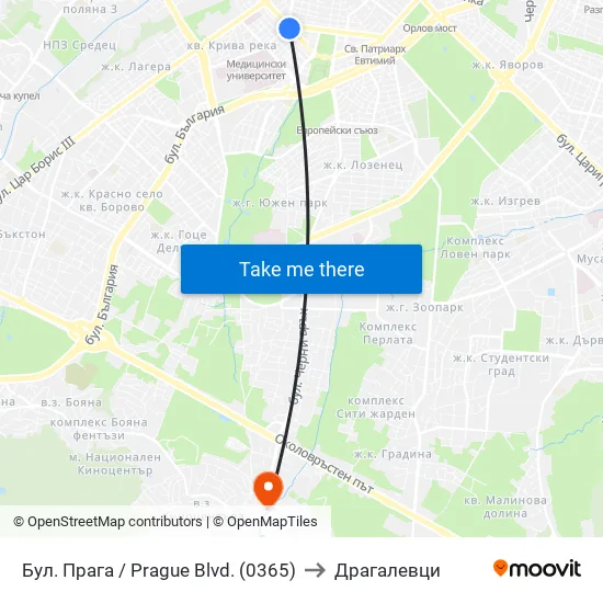Бул. Прага / Prague Blvd. (0365) to Драгалевци map
