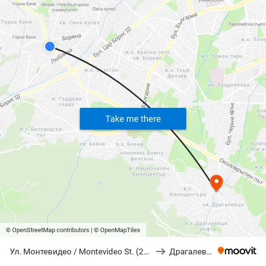 Ул. Монтевидео / Montevideo St. (2050) to Драгалевци map