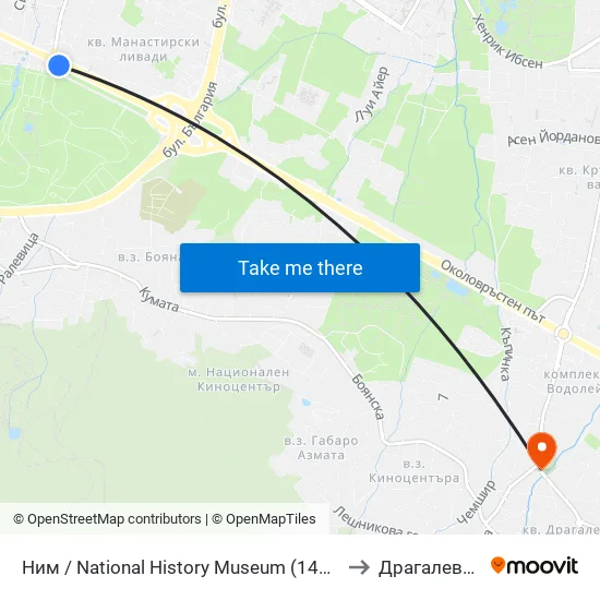 🎨 Ним / National History Museum (1464) to Драгалевци map