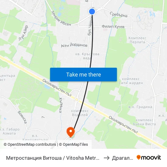 Ⓜ️ Метростанция Витоша / Vitosha Metro Station (2654) to Драгалевци map