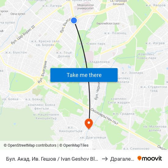 Бул. Акад. Ив. Гешов / Ivan Geshov Blvd. (0270) to Драгалевци map