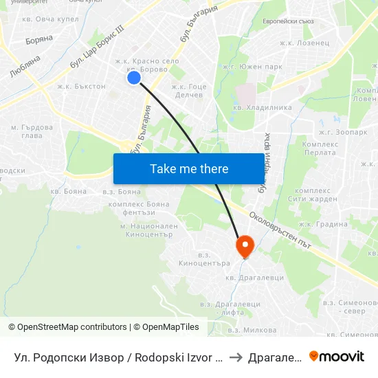 Ул. Родопски Извор / Rodopski Izvor St. (2730) to Драгалевци map