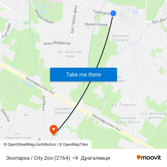 🐘 Зоопарка / City Zoo (2764) to Драгалевци map