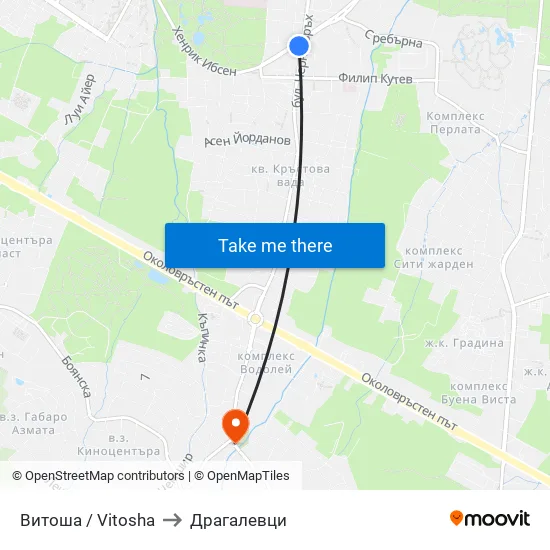 Витоша / Vitosha to Драгалевци map