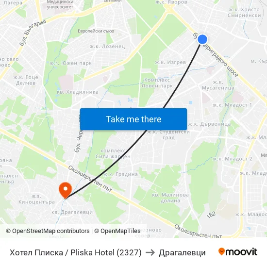 Хотел Плиска / Pliska Hotel (2327) to Драгалевци map