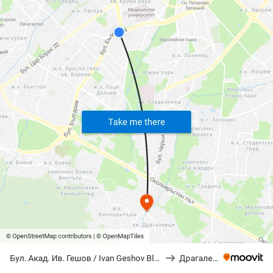 Ⓜ️ Бул. Акад. Ив. Гешов / Ivan Geshov Blvd. (0275) to Драгалевци map