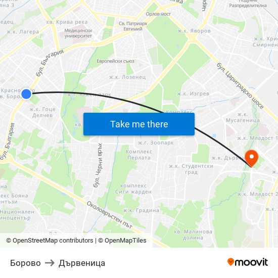 Борово to Дървеница map